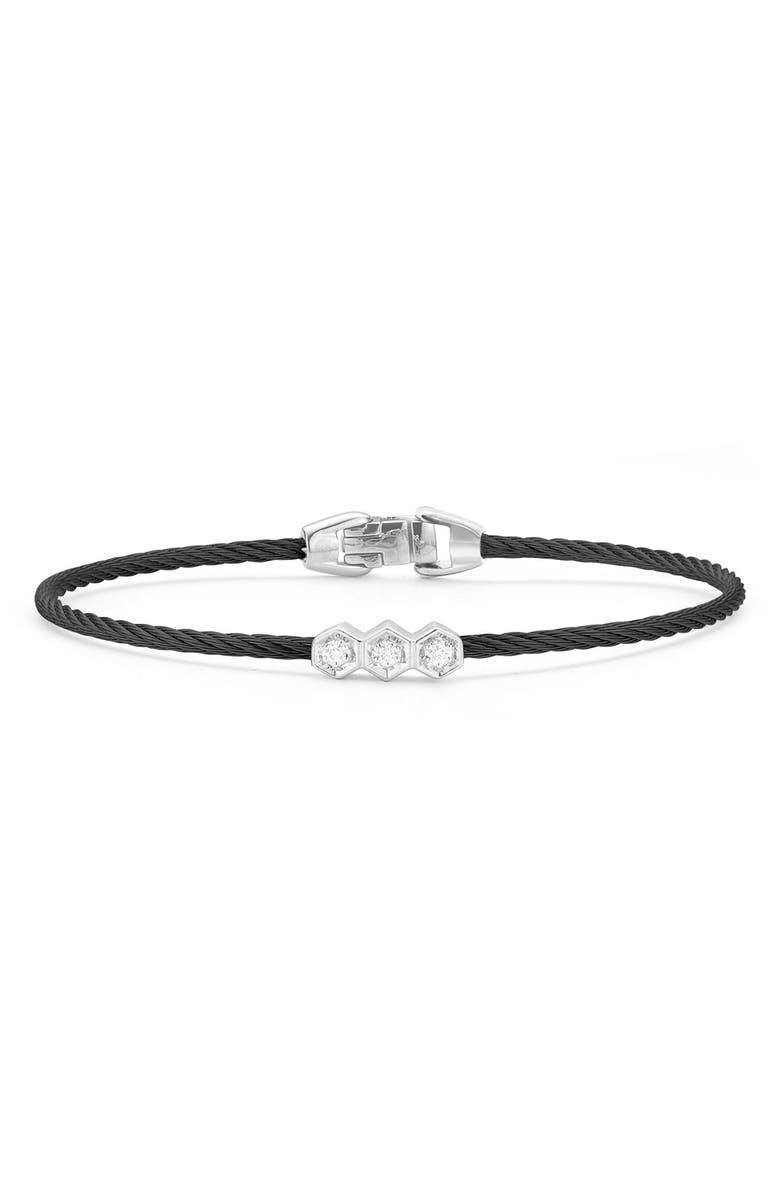ALOR<sup>®</sup> 18K White Gold & Black Stainless Steel Diamond Pendant Bracelet - 0.07 ctw., Main, color, Black