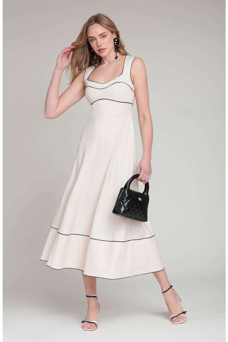 Contrast Pipe Midi Dress, Alternate, color, CREAM