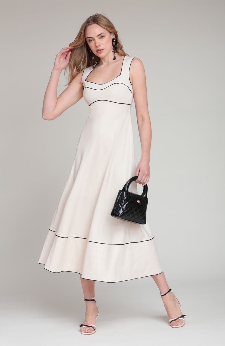 Avec Les Filles Contrast Pipe Midi Dress, Alternate, color, Cream