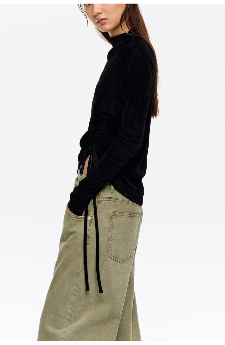 Bimba y Lola Ruched Fluid Top, Alternate, color, Black