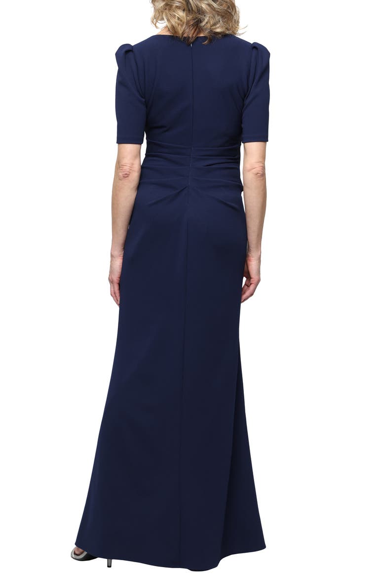Embellished Stretch Crepe Gown, Alternate, color, NAVY