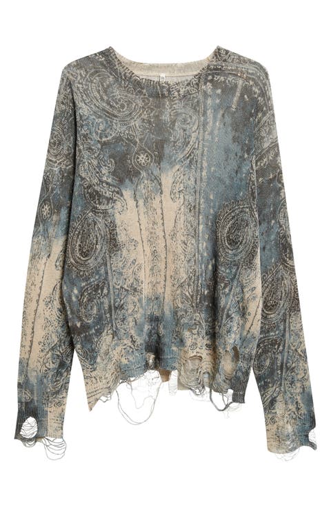 Paisley Ripped Linen Sweater