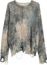 R13 Paisley Ripped Linen Sweater