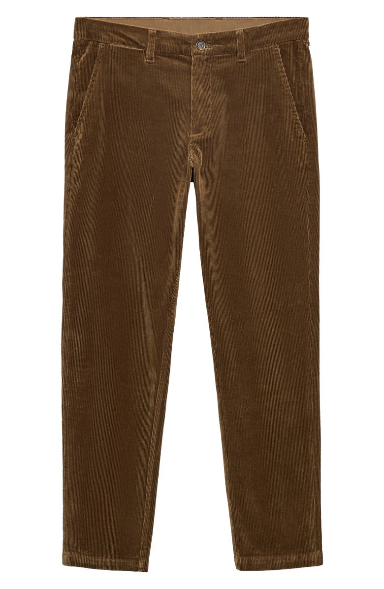 MANGO Slim Fit Straight Leg Corduroy Pants, Main, color, Medium Brown