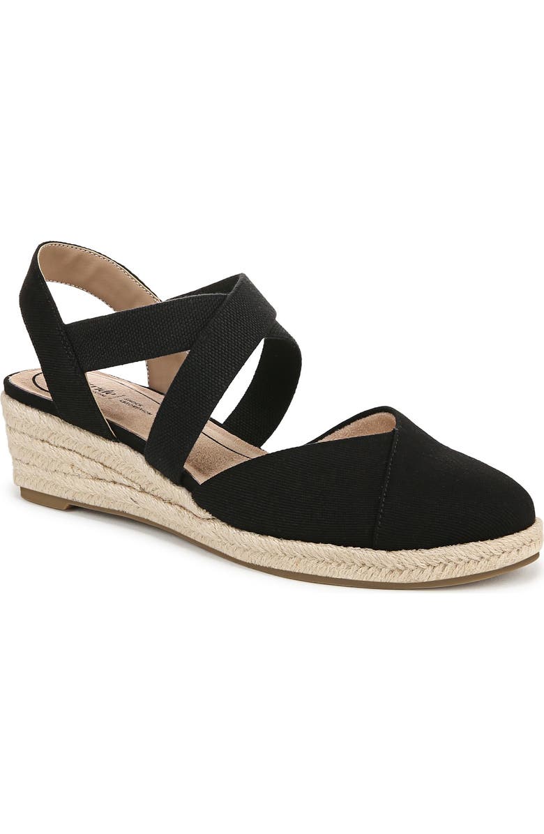 LifeStride Kimball Slingback Espadrille Platform Wedge, Main, color, Black