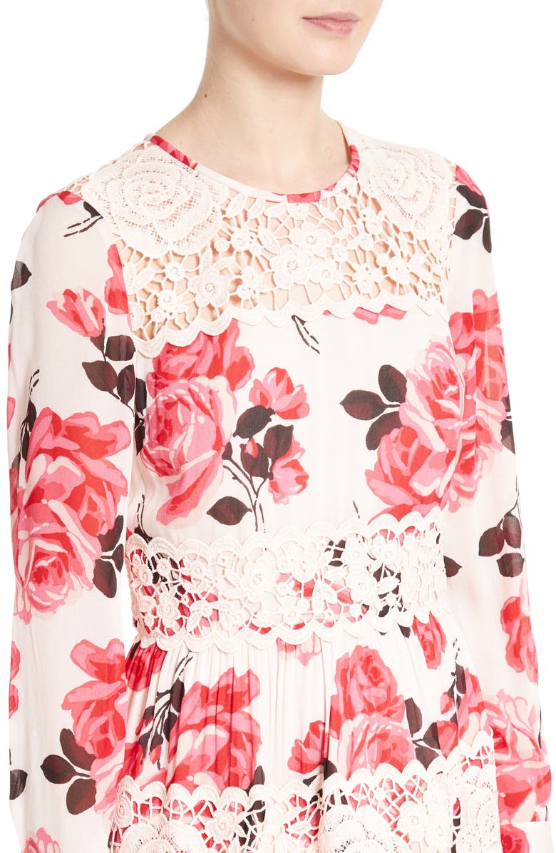 kate spade lace midi dress Kate Spade New York Rambling Roses Lace Dress Pink Floral Midi NWT Size 6