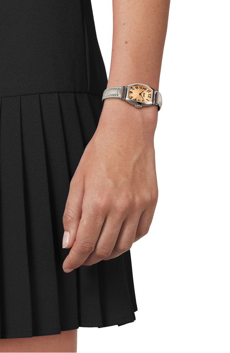 Tissot Heritage Tonneau Leather Strap Watch, 22mm, Alternate, color, 