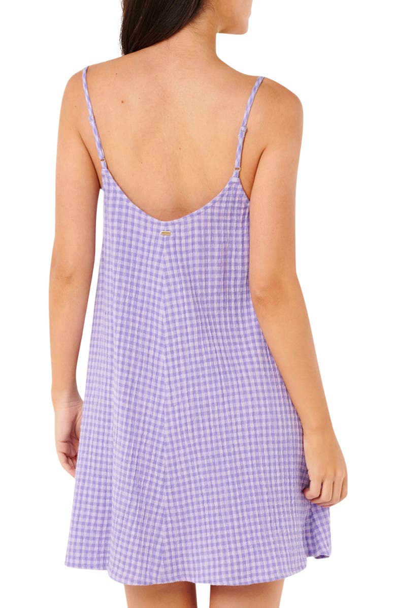 Rip Curl Premium Surf Gingham Cotton Cover-Up Sundress, Alternate, color, Purple