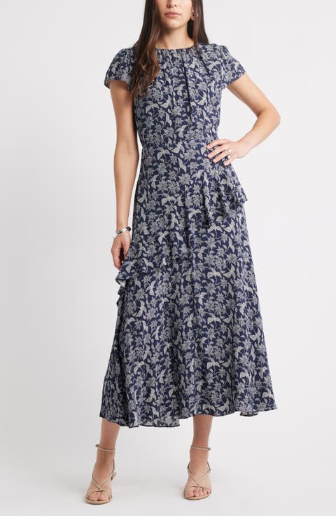 Cap Sleeve Ruffle Dress