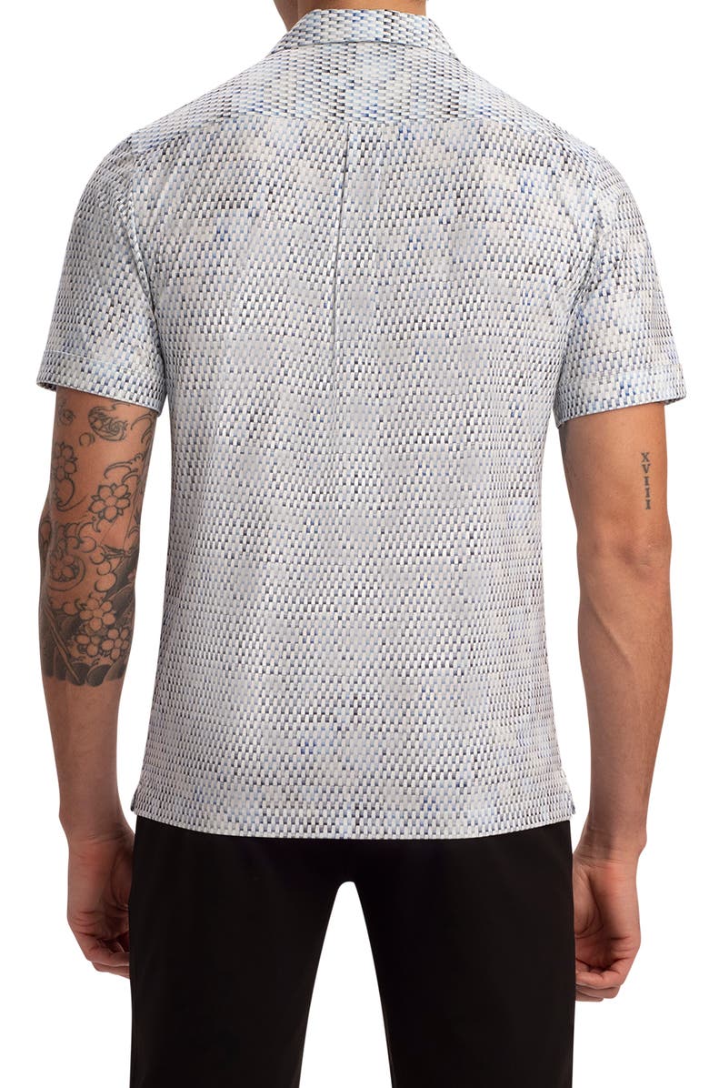 Bugatchi OoohCotton<sup>®</sup> Tech Short Sleeve Button-Up Camp Shirt, Alternate, color, Platinum