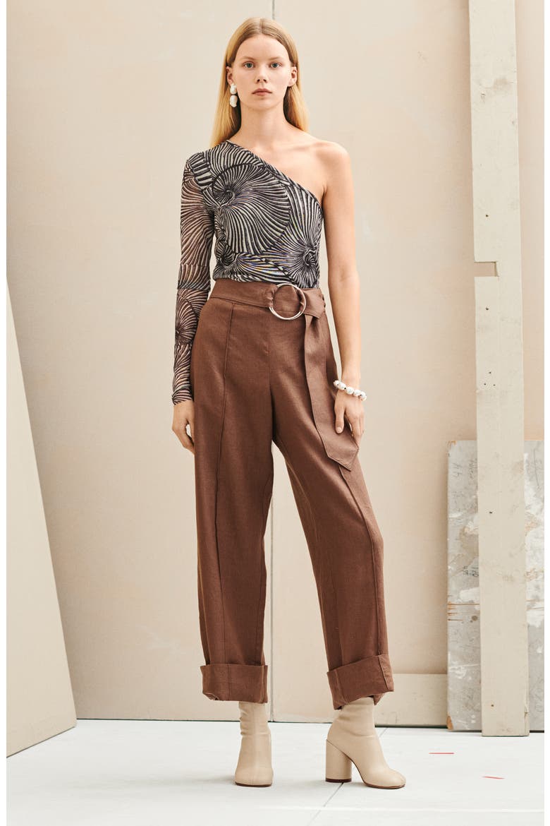 Jamaica One-Shoulder Top, Alternate, color, BLACK TIGER SHELL