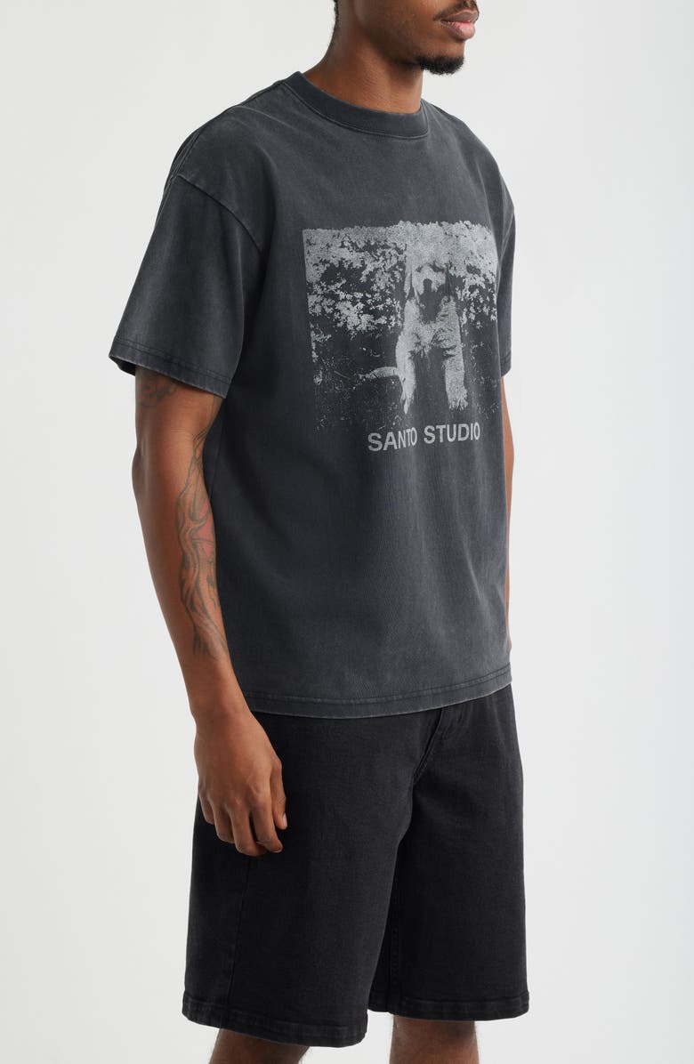 SANTO STUDIO Cute Dog Cotton Graphic T-Shirt, Alternate, color, Black Fade