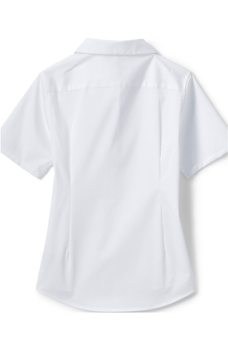 Lands' End School Uniform Girls No Gape Short Sleeve Stretch Shirt, Alternate, color, Pearl White
