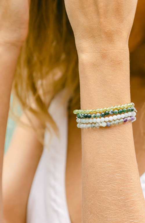 Tiny Rituals Virgo Bracelet Set In Green/white/purple