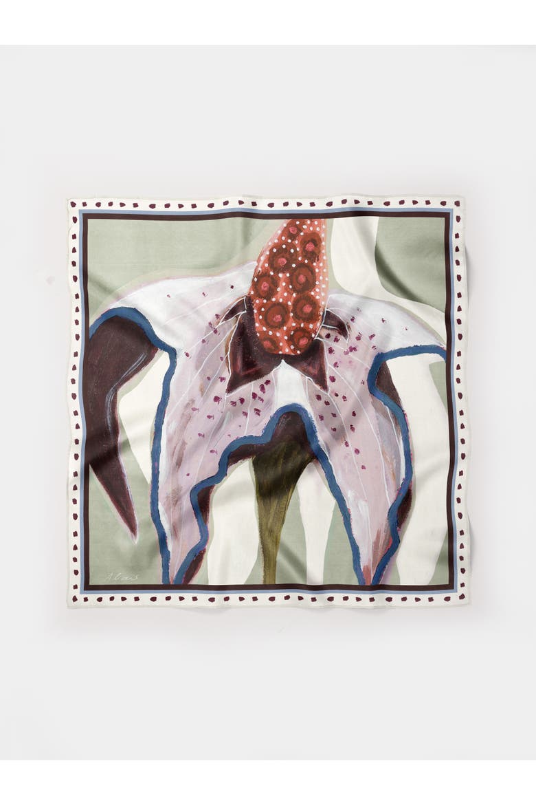 Hand Rolled Floral Silk Shawl, Main, color, Mint Green