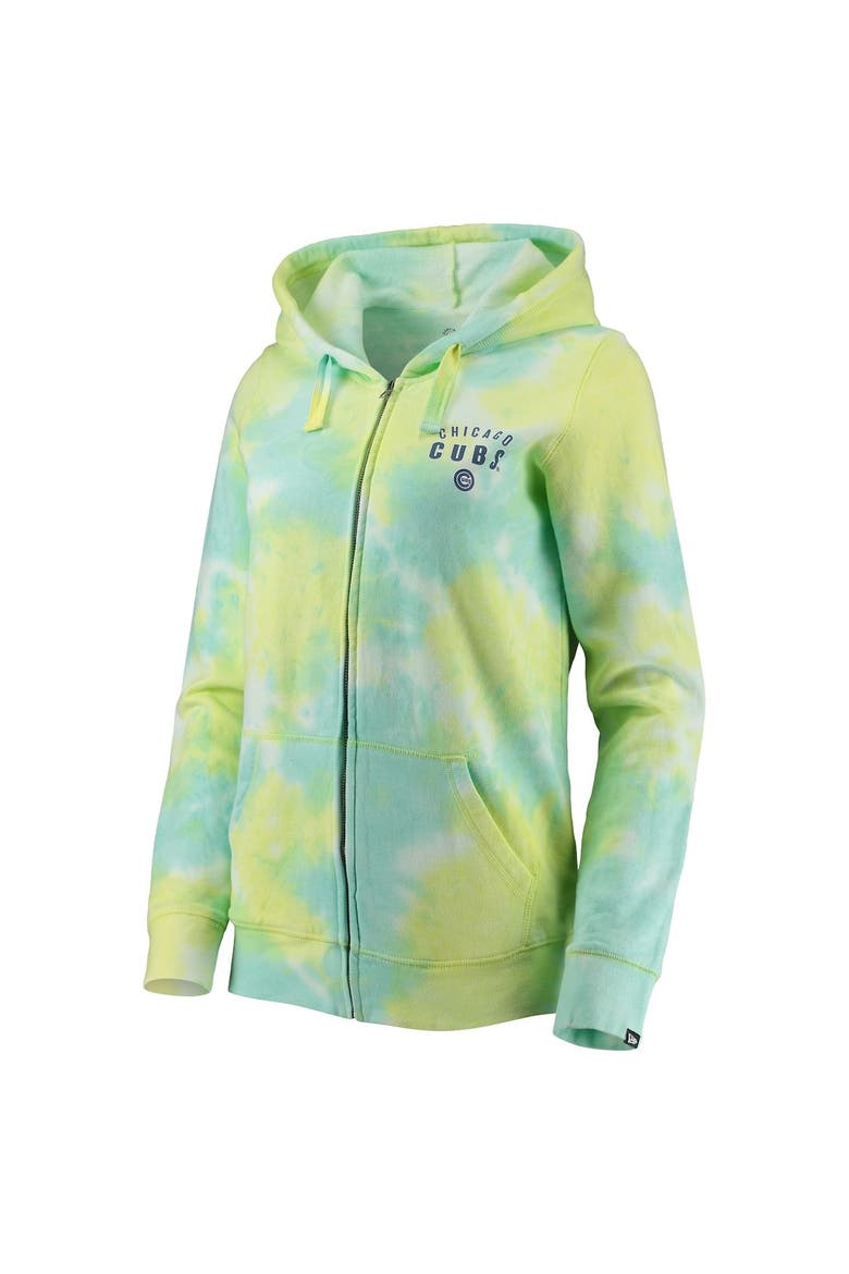 Women's New Era White Chicago Cubs Tie-Dye Full-Zip Hoodie, Alternate, color, White