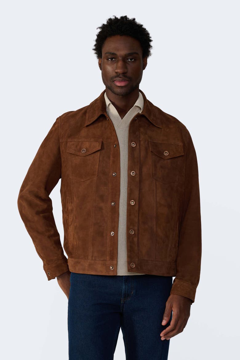 Enzo Suede Shirt Jacket, Alternate, color, Chestnut