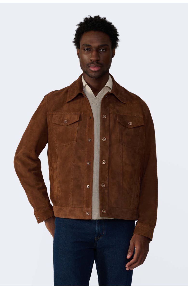 FURNIQ UK Enzo Suede Shirt Jacket, Alternate, color, Chestnut
