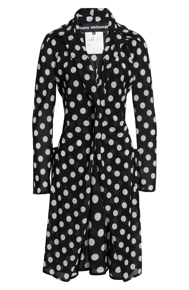 Junya Watanabe Polka Dot Georgette Cutaway Jacket, Main, color, Black/ White