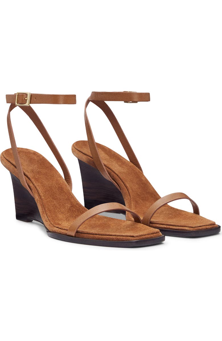 Reformation Lina Wedge Sandal, Main, color, Rum Leather