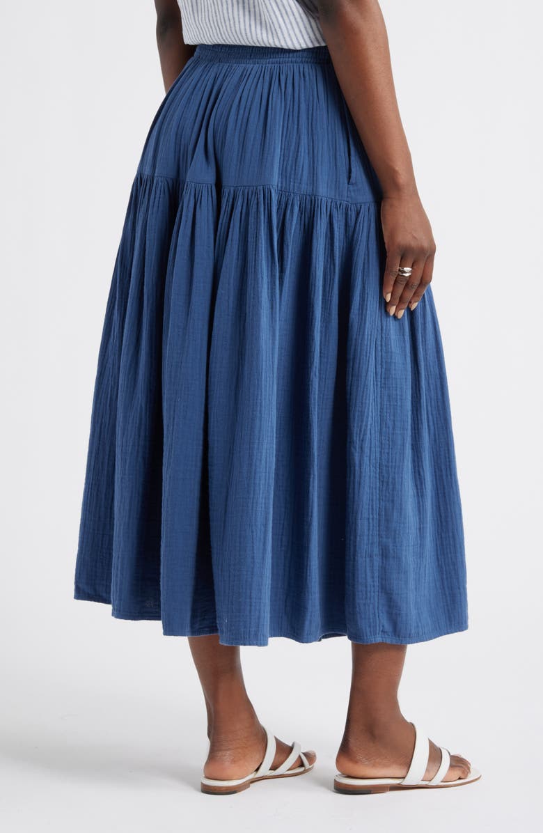 Caslon<sup>®</sup> Cotton Gauze Midi Skirt, Alternate, color, Navy Denim