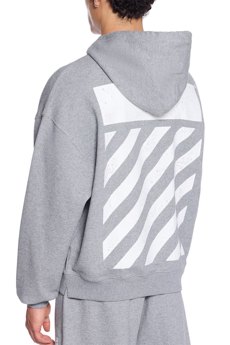 Diagonal Stripe Logo Cotton French Terry Graphic Hoodie, Alternate, color, HEATHER GREY