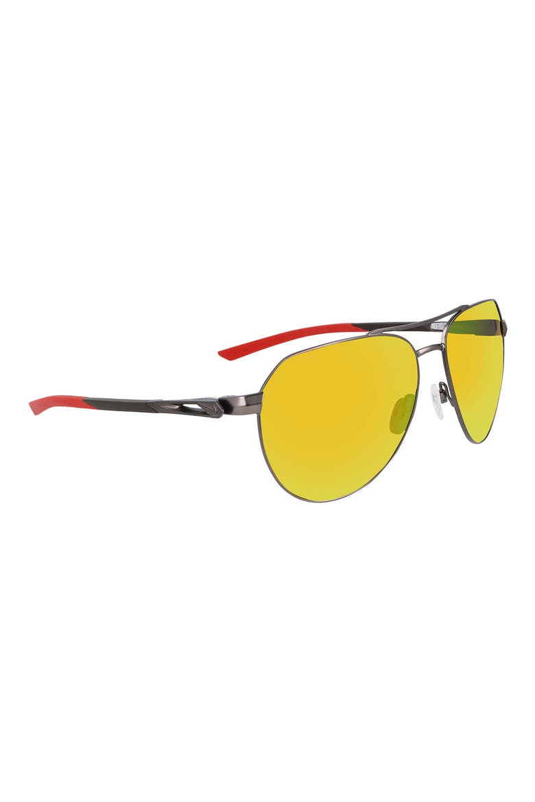 Club Nine 60mm Polarized Aviator Sunglasses, Alternate, color, SATIN GUNMETAL BROWN ORANGE