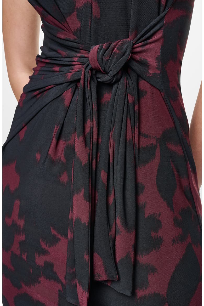 Sleeveless Tie Waist Body-Con Dress, Alternate, color, BURGUNDY/ BLACK