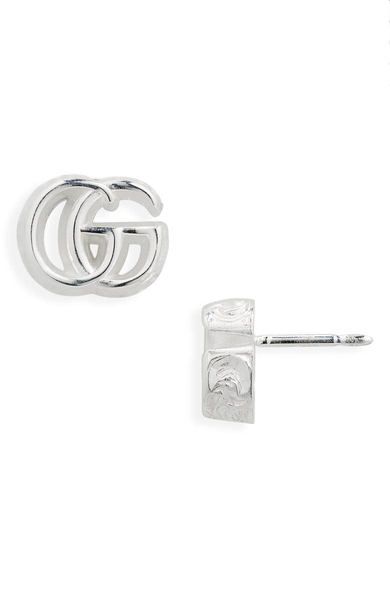 Gucci Double-G Sterling Silver Stud Earrings, Main, color, 