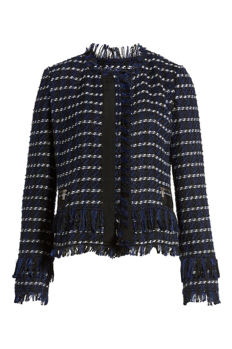 Raw Edge Tweed Jacket, Alternate, color, BLACK- NAVY TWEED
