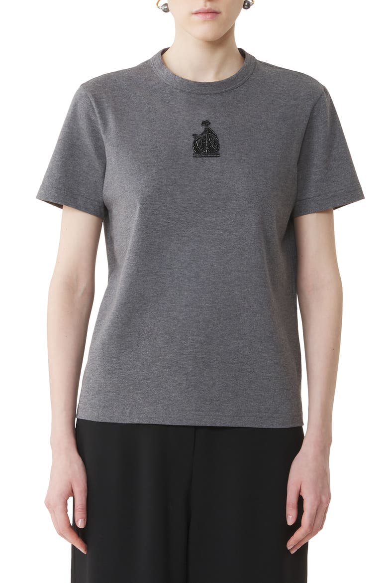 Mother And Daughter Embroidered Jersey T-Shirt, Alternate, color, Dark Grey Melange