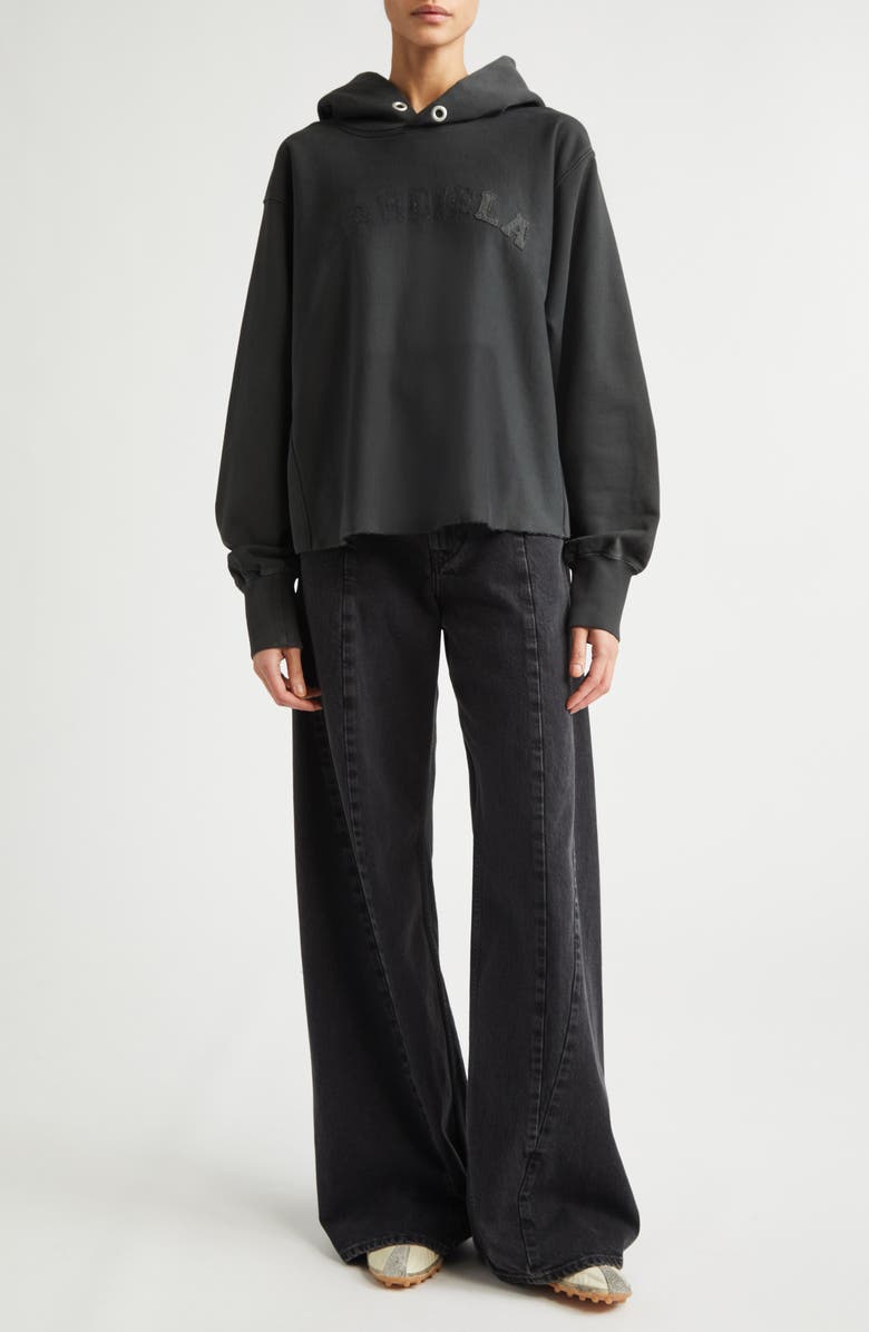 Maison Margiela Décortiqué Logo Raw Cut Fleece Hoodie, Alternate, color, Vintage Carbon