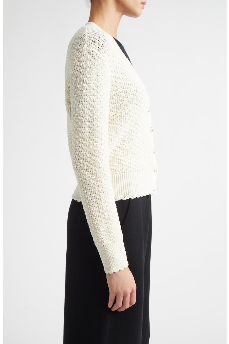 Perlé Crepe Wool Blend Cardigan, Alternate, color, ECRU