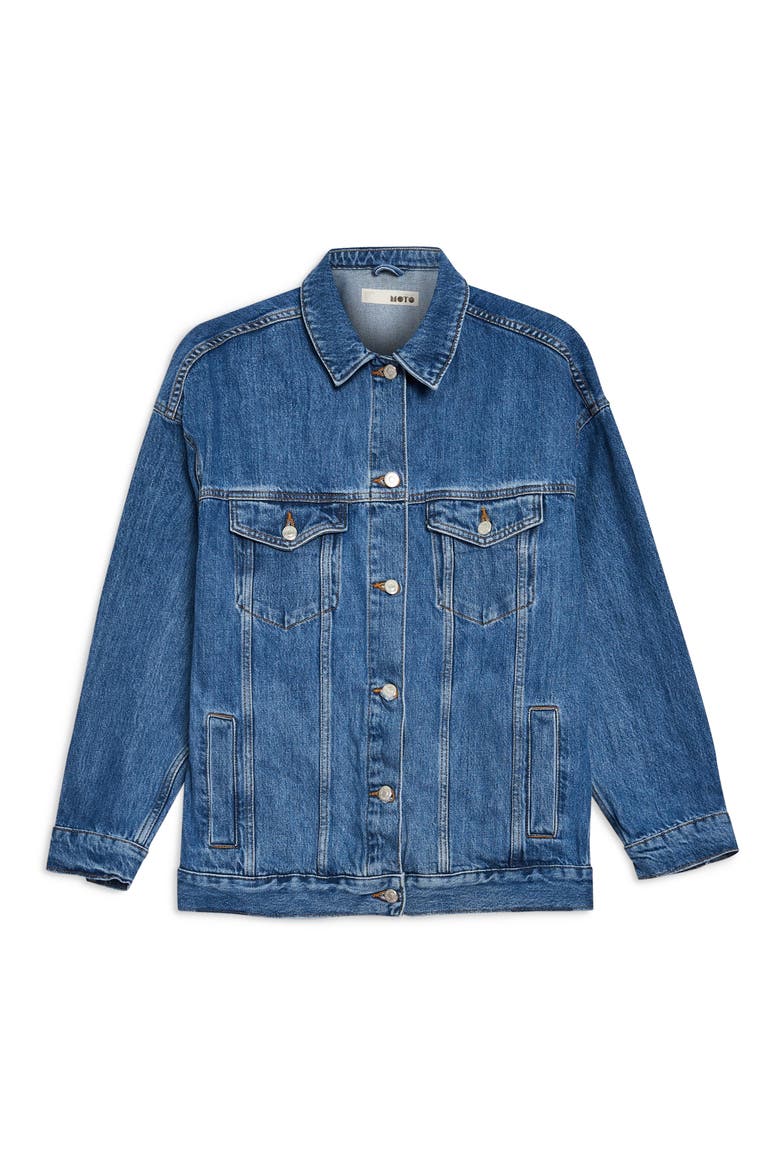 Oversized Denim Jacket, Alternate, color, MID DENIM