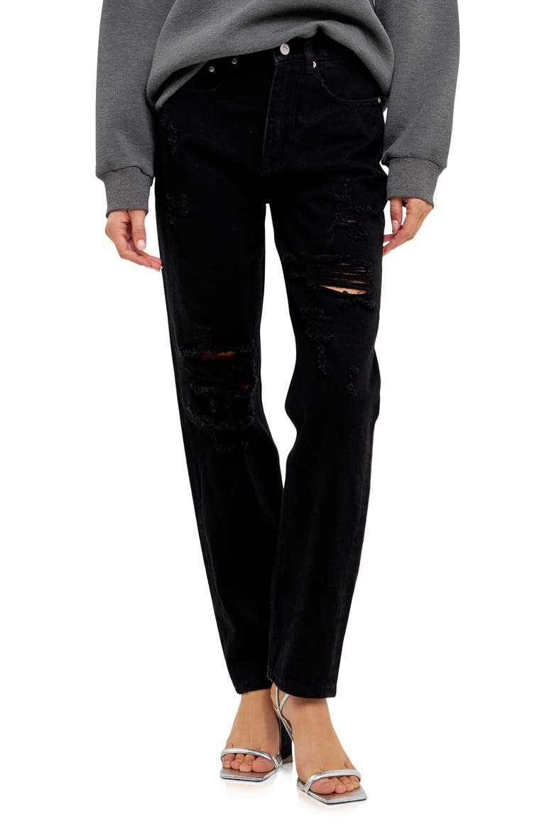 '90s Distressed Jeans, Main, color, BLACK