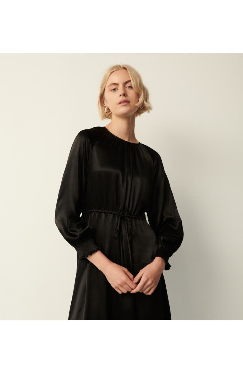 Finery London Florian 3/4 Sleeve Round Neck Midi Dress, Alternate, color, Black