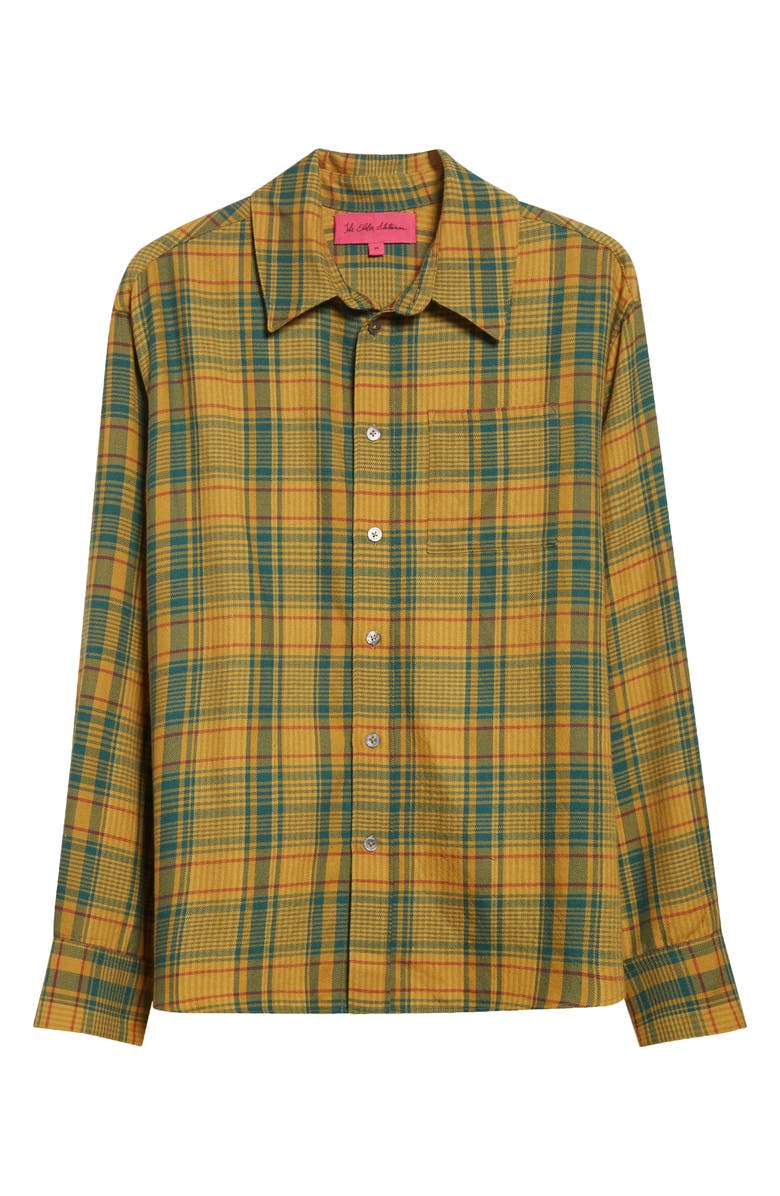 The Elder Statesman Plaid Pashmina Big Cashmere & Wool Button-Up Shirt, Alternate, color, Sunshine Plaid