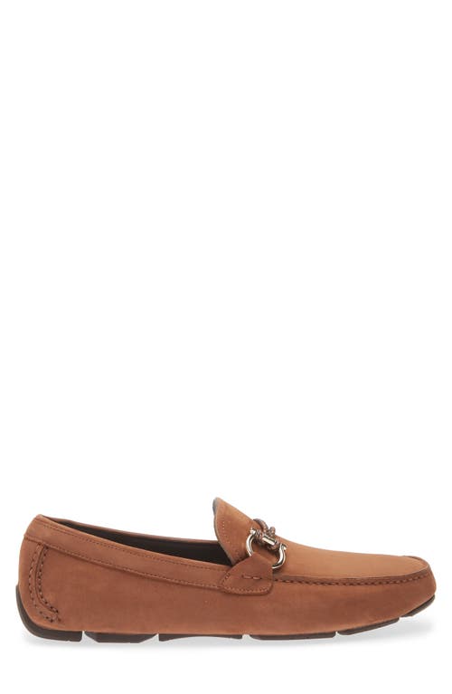 Shop Ferragamo Front Gancio Driving Loafer In Midbrown T. Moro