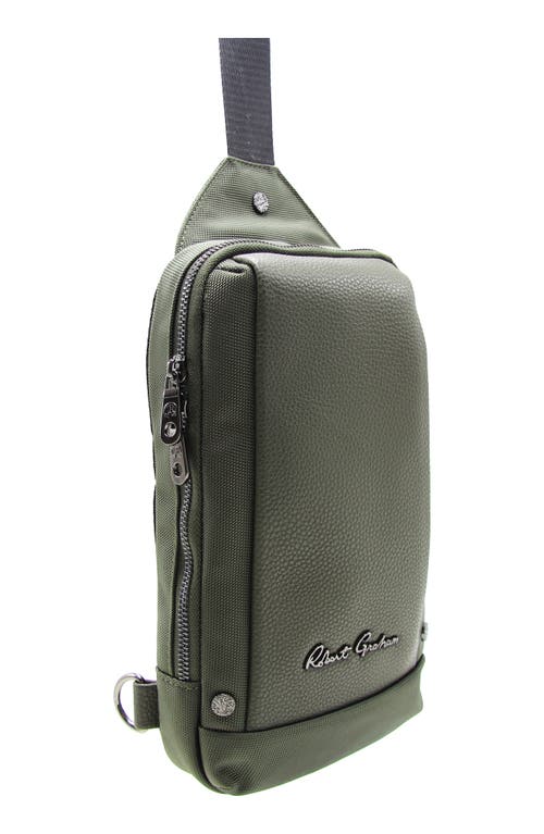 Robert Graham Howell Mixed Media Sling Bag In Olive
