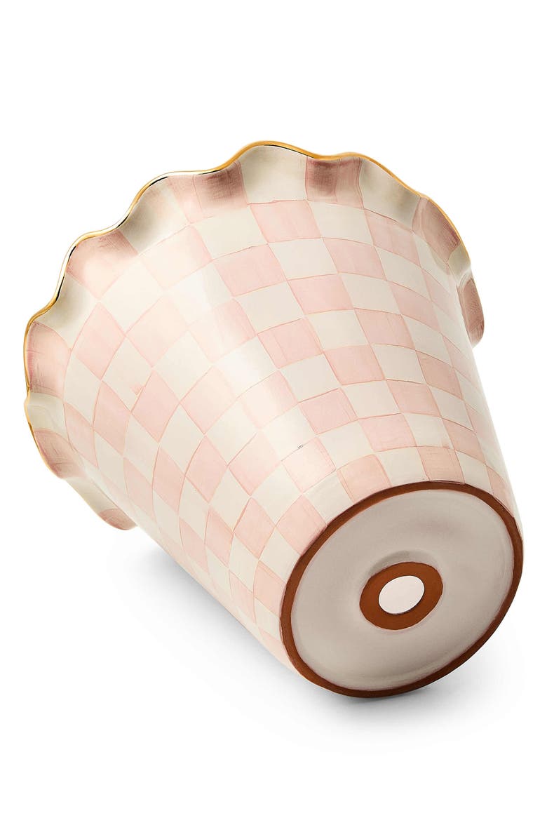 MACKENZIE CHILDS Rosy Check Jumbo Ceramic Garden Pot, Alternate, color, Rosy