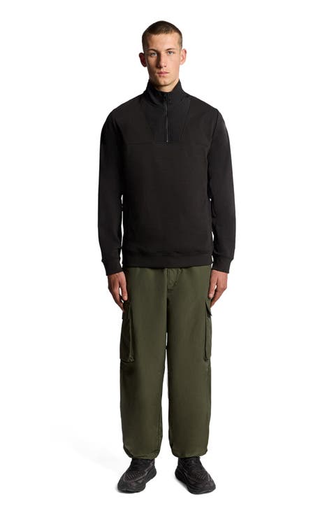 Panelled Hybrid Quarter Zip Sweatshirt