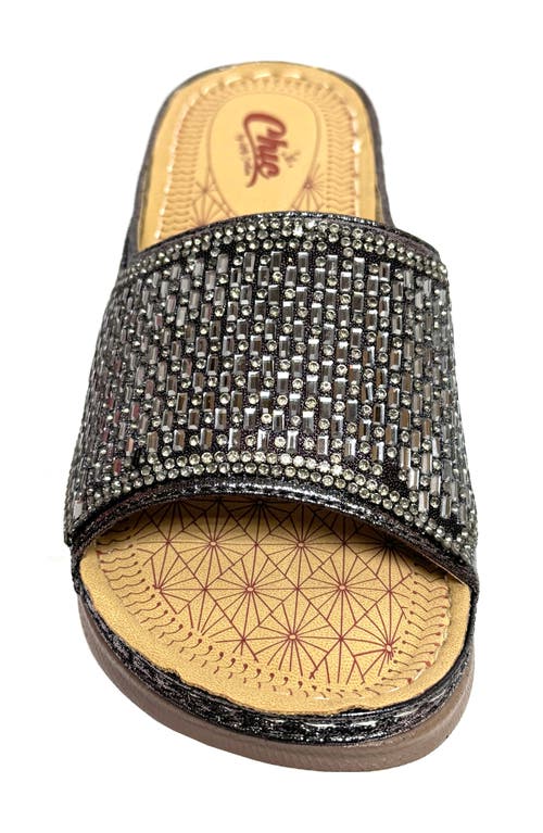 Chic By Lady Couture Rhinestone Wedge Slide Sandal In Pewter