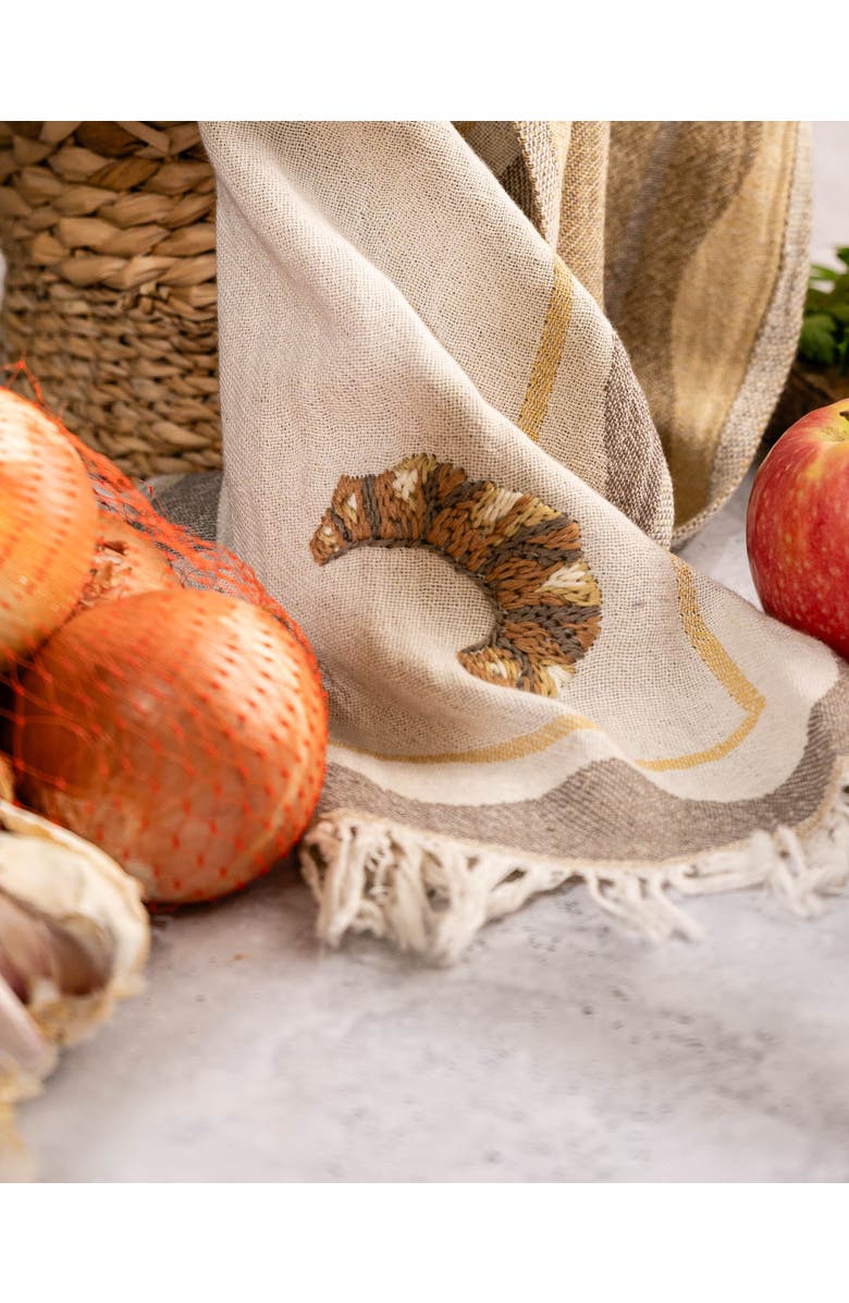 Olive and Loom Hand-Stitched Kitchen Towel, Alternate, color, Croissant