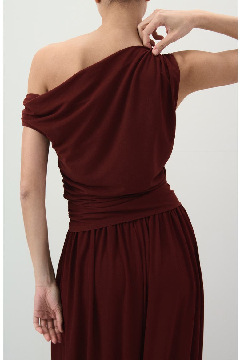 Asymmetric Ruched Top, Alternate, color, RUSSET