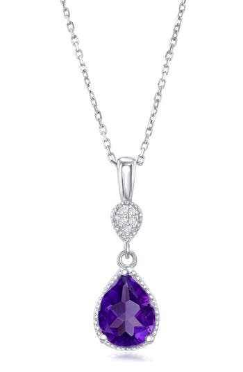 Simona Semiprecious Stone & White Topaz Pendant Necklace In Purple