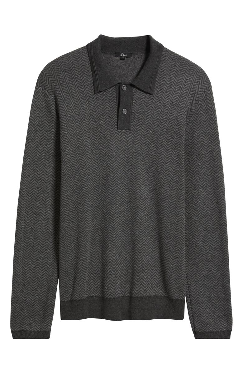 Rails Herrington Herringbone Polo Sweater, Alternate, color, Charcoal Herringbone Melange