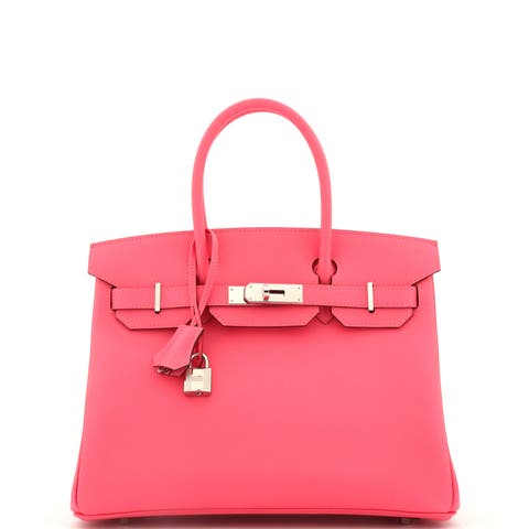 Birkin Handbag Pink Epsom with Palladium Hardware 30