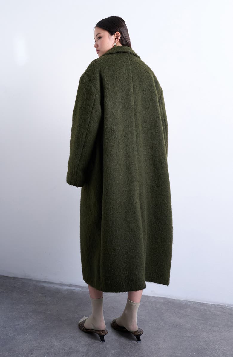 Topshop Single Breasted Longline Coat, Alternate, color, Khaki