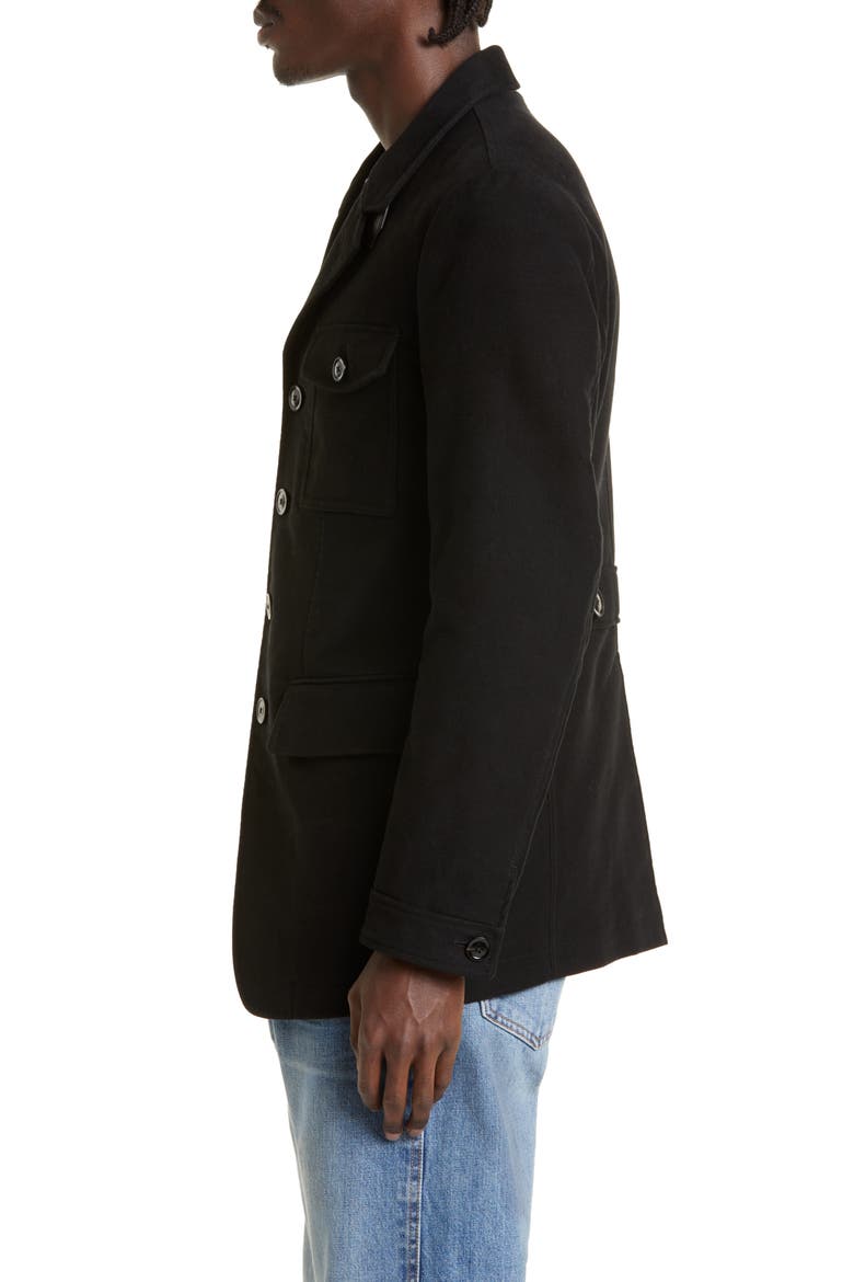 Cotton Moleskin Military Jacket, Alternate, color, BLACK