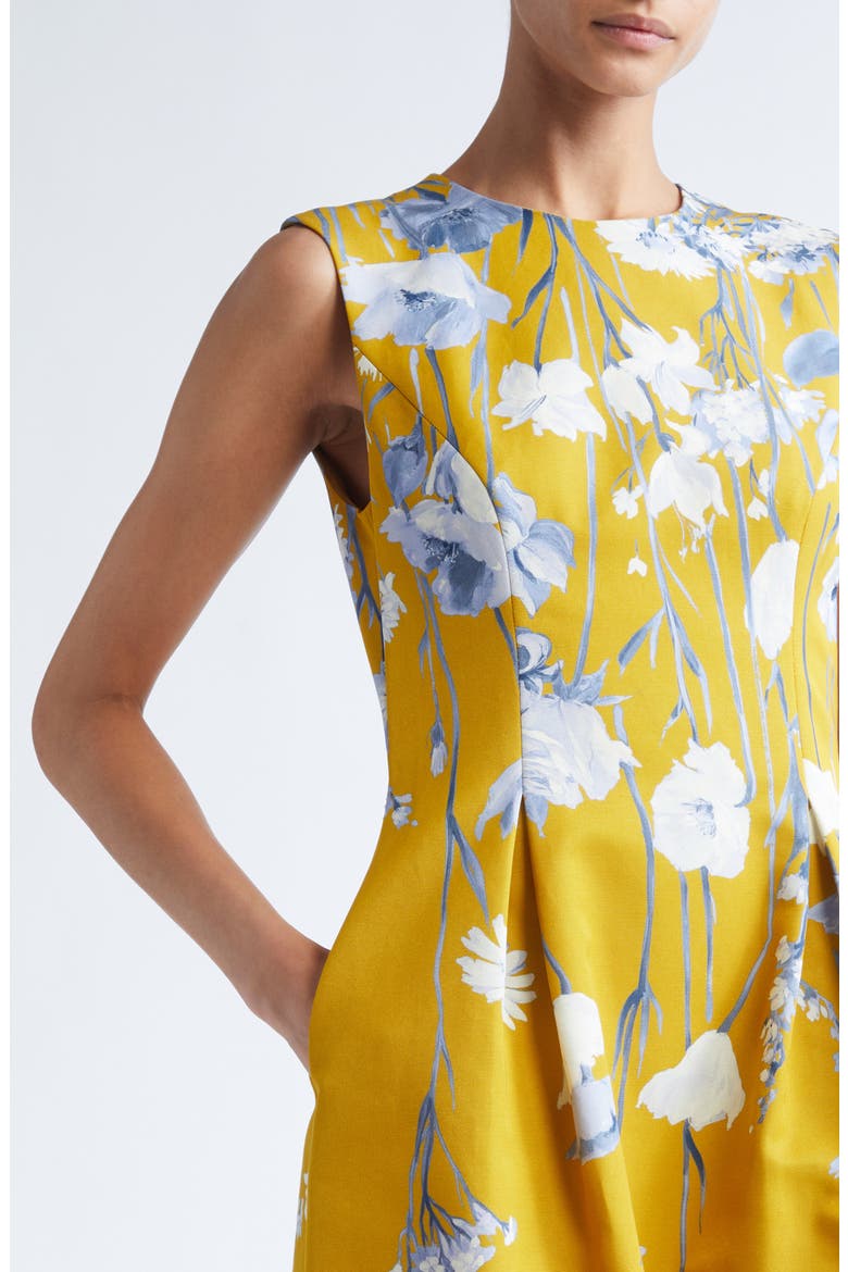 Betsy Floral Faille Fit & Flare Dress, Alternate, color, OCHRE MULTI